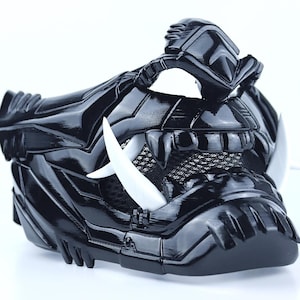 Oni Cyber Samurai Mask - Glossy Black