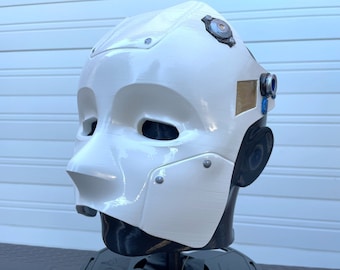 Máscara de robô androide ciborgue - branca