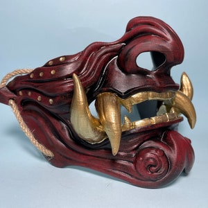 Samurai Oni Japanese Mask - Red