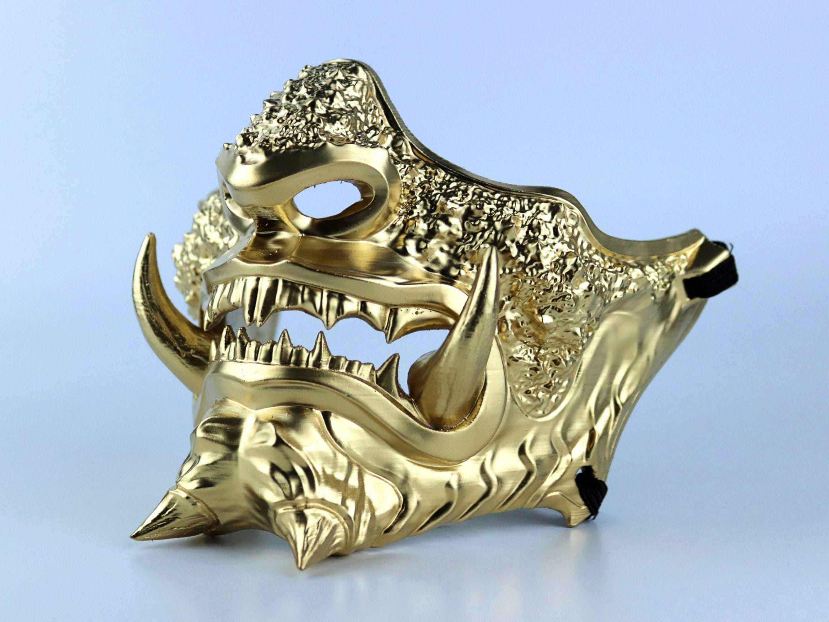 Japanese Oni Samurai Mask - Full Gold - Etsy