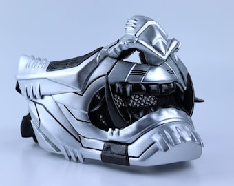 Oni Cyber Samurai Mask - Metallic Gray