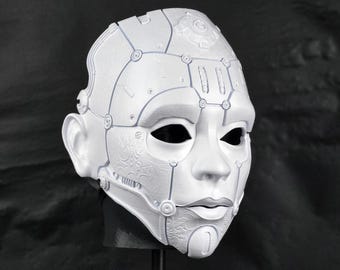 Cyborg Humanoid Android Mask - Matte White