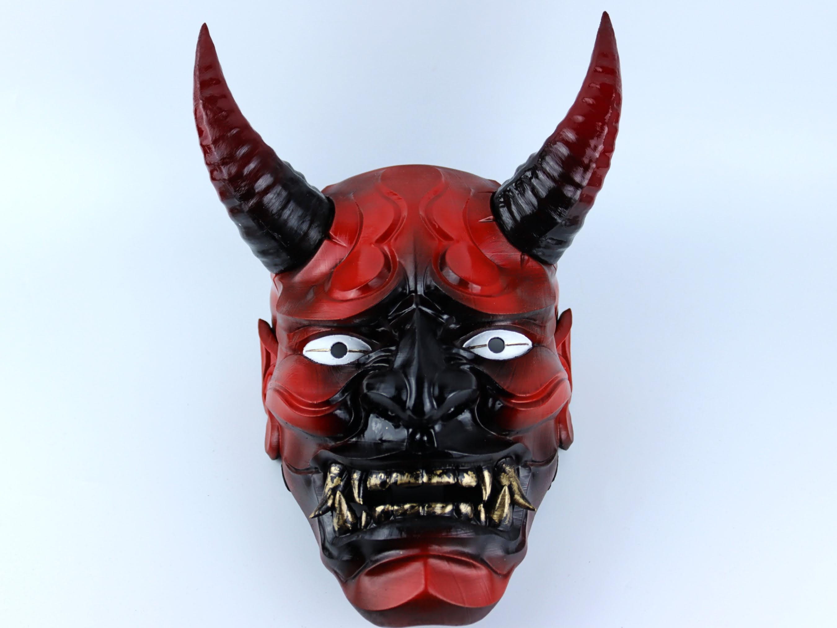 Japanese Full Face Oni Mask - Black/red - Etsy