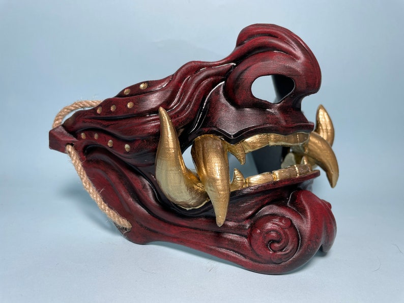 Samurai Oni Japanese Mask - Black/red - Etsy