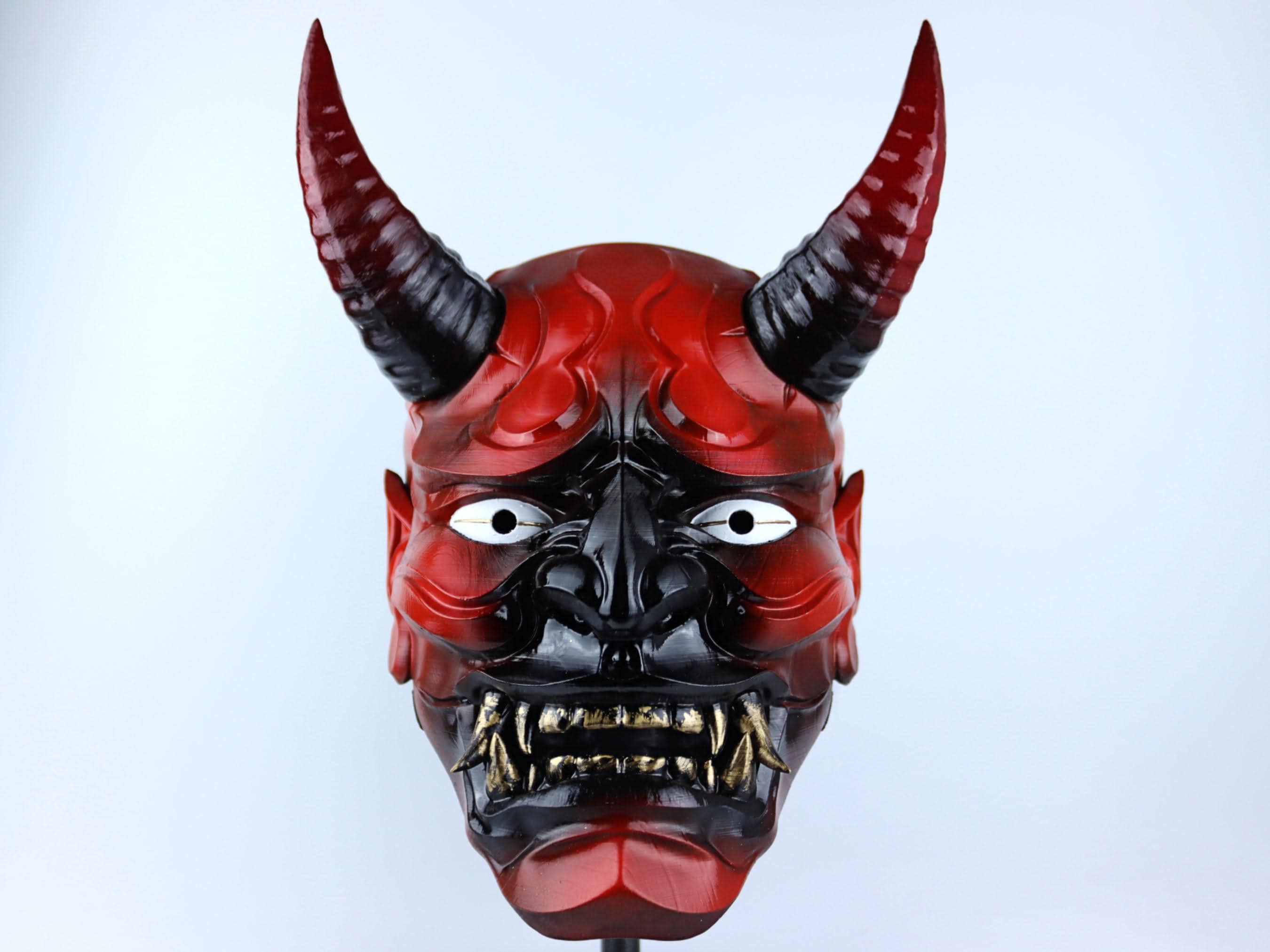 Japanese Full Face Oni Mask - Black/red - Etsy