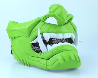 Oni Cyber Samurai Mask - Lime