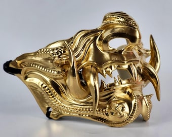Samurai Oni Japanese Mask - Full Gold
