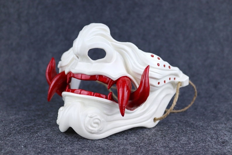 Samurai Oni Japanese Mask - White - Etsy