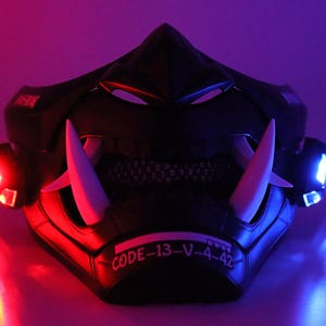 Oni Cyber Samurai Techwear LED Mask - Matte Black