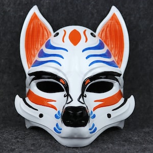 Kitsune Fox Anime Mask - Blue/Orange