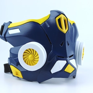 Cyber Ninja Cosplay Warrior Mask - Midnight Blue/Yellow
