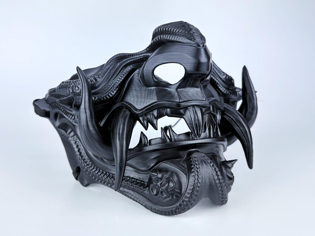 Samurai Oni Japanese Mask - Full Matte Black - Etsy