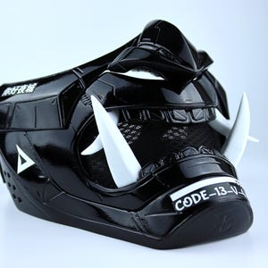 Oni Cyber Samurai Cosplay Mask - Glossy Black