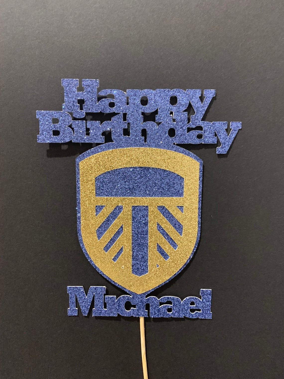 Custom Made Personalised Leeds United Glitter Cake Topper Etsy