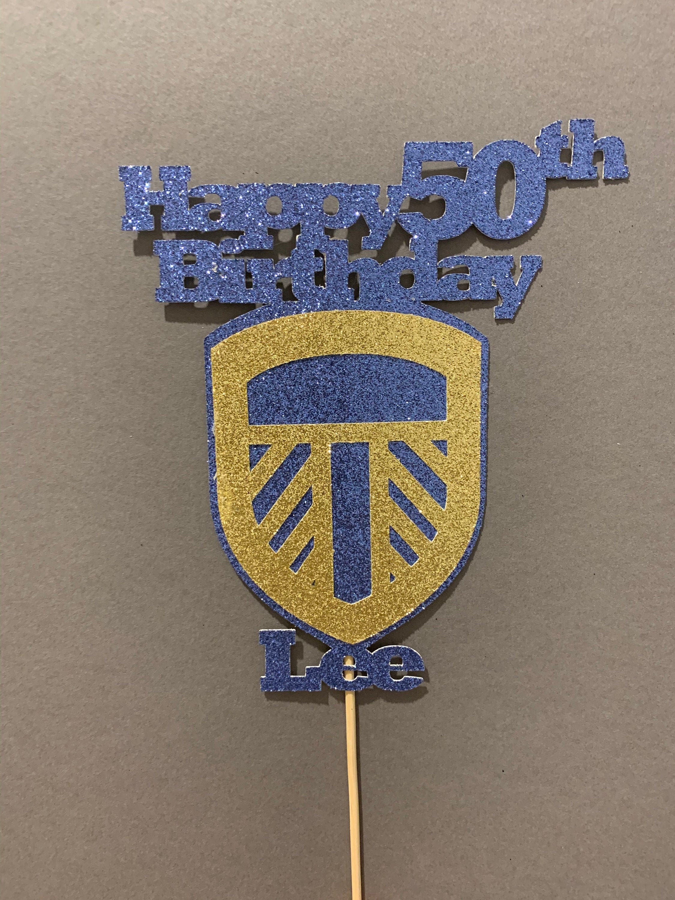 Custom Made Personalised Leeds United Glitter Cake Topper Etsy