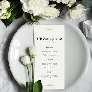 Elegancki szablon menu obiadowego – edytowalny projekt Canva na specjalne okazje