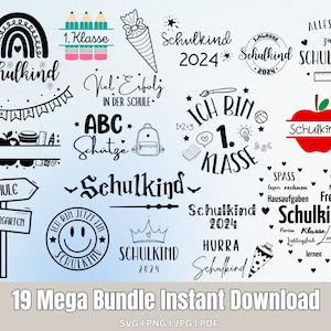 19 Inscripción escolar Mega Paquete Alemán I Archivo de trazador I Inicio de la escuela Svg I Inicio de la escuela Clipart I Escuela SVG I Escuela SVG I Escuela de letras Svg Png