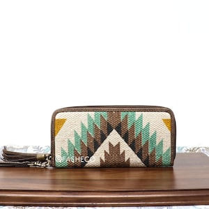 Myra Aztec Wallet For Women in Woven Rug and Aged Leather | Myra Bag x FASHECO