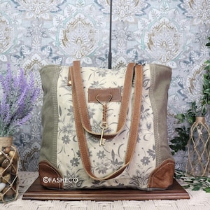 Women's Vintage Myra Bag | Large Floral Canvas Handbag | Shoulder Tote | Gift for her | Upcycled Handmade Accessories | ~Myra Bag x FASHECO~