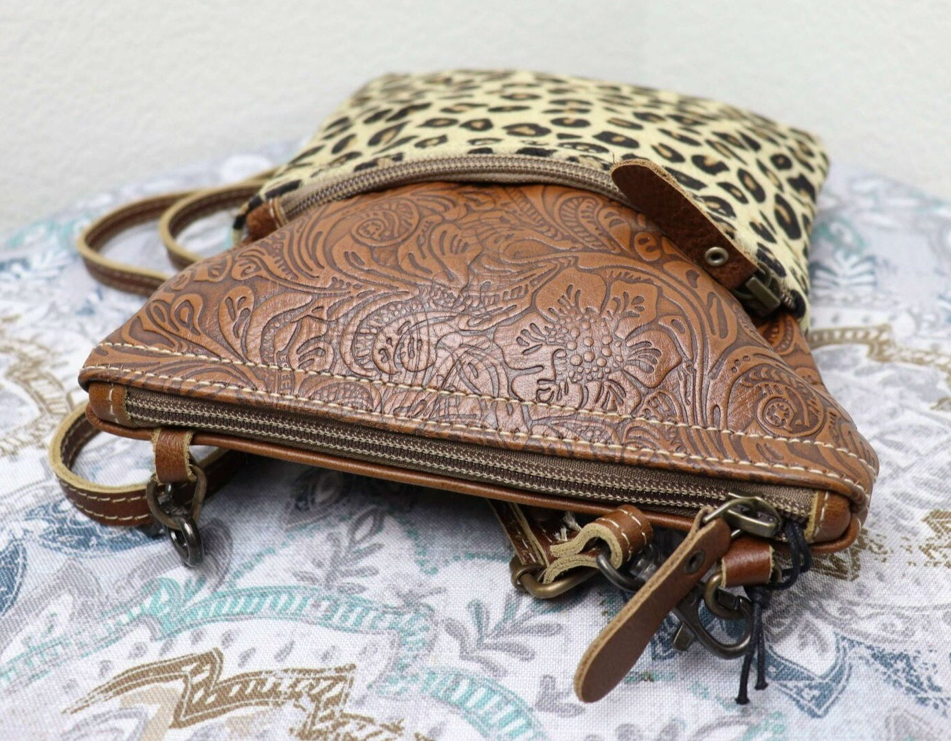 Myra Bag Crossbody Bag Leather Crossbody Purse Cheetah Print Etsy