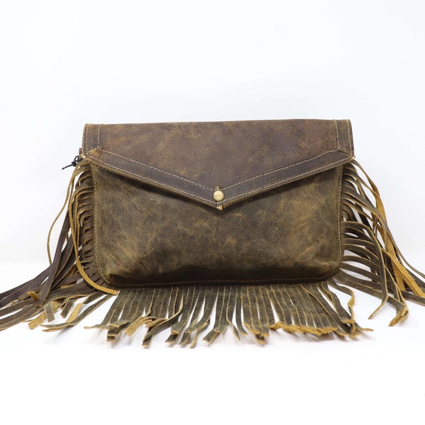 NEW Myra Bag Distressed Leather Crossbody Bag For Women Purse with Fringes Cowgirl Fashion Vintage Style