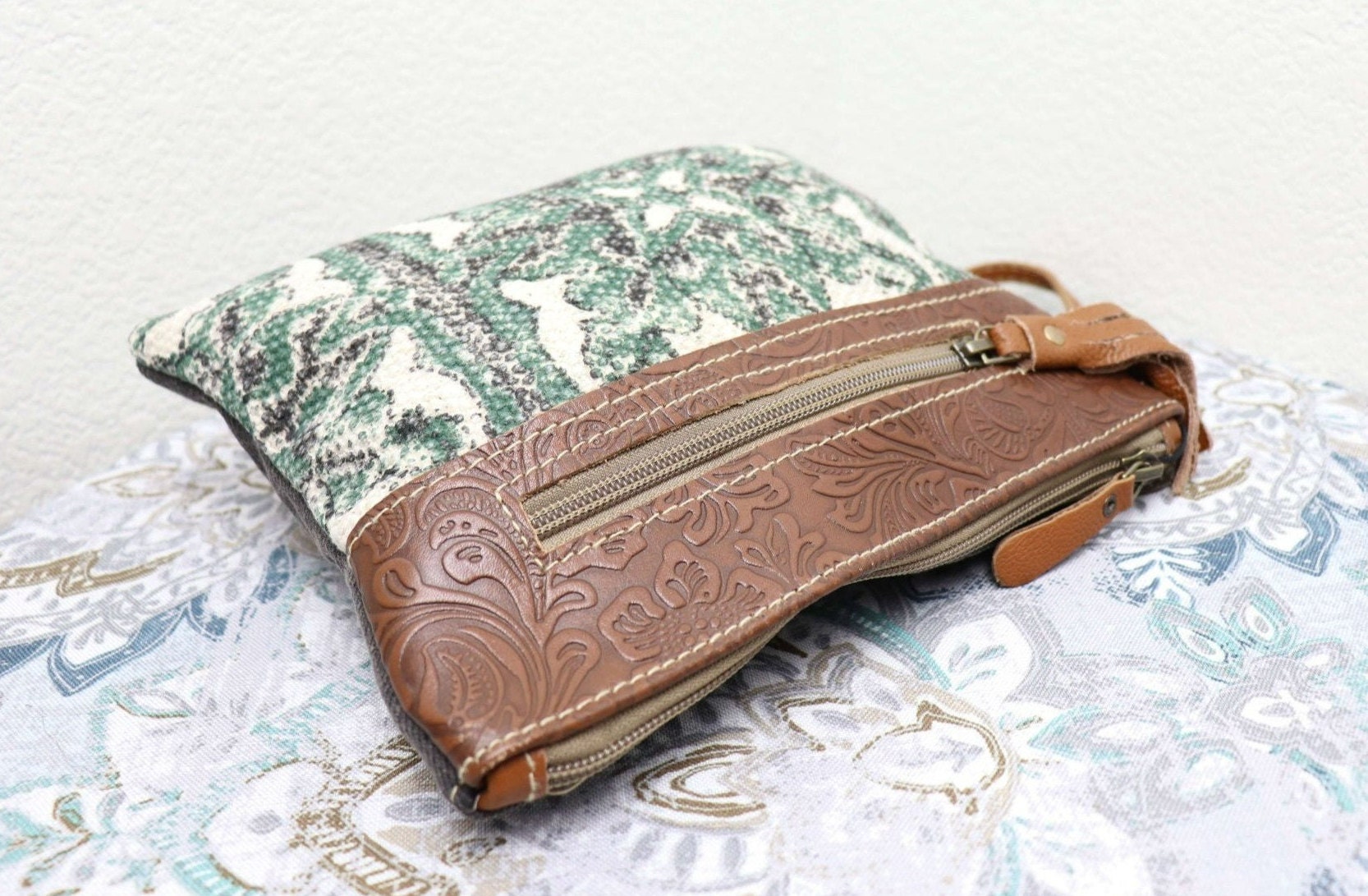 Canvas Zipper Pouch Myra Bag Large Wristlet Wallet for Women Etsy