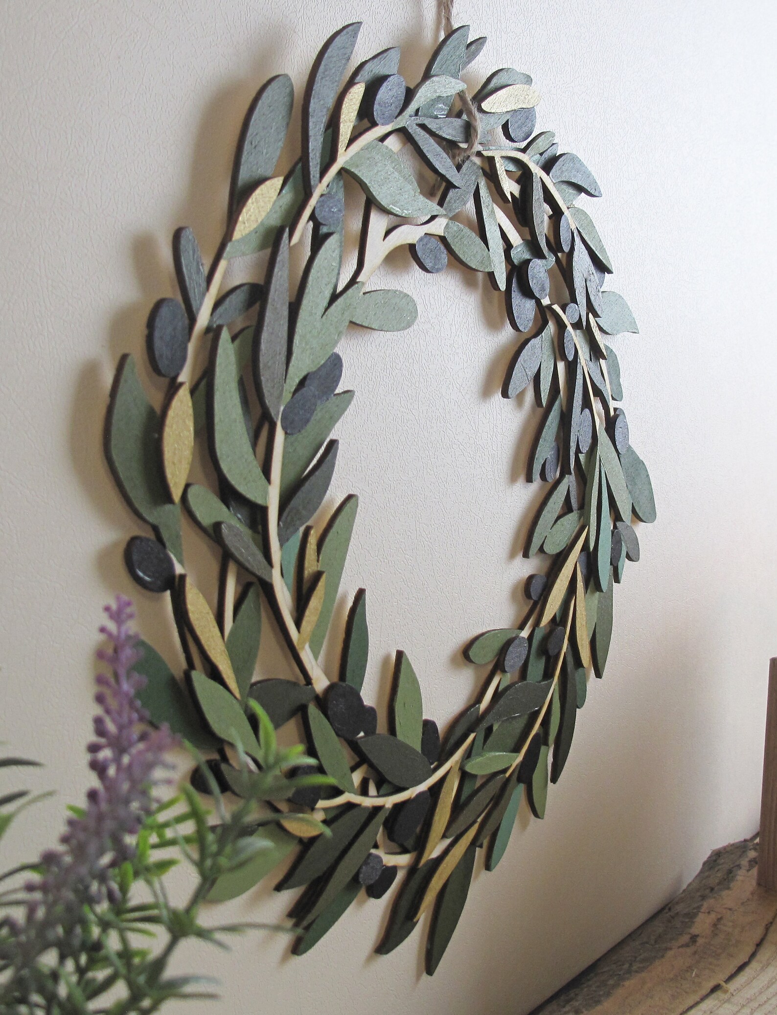 Hand Painted Wooden Layered Olive Wreath Greece Lovers - Etsy
