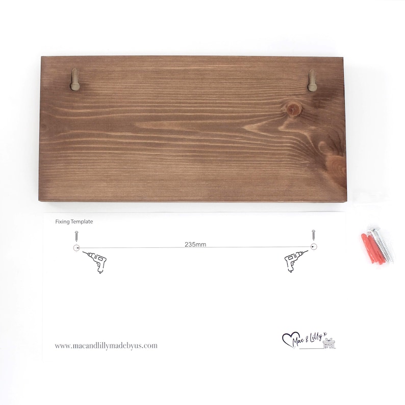 Personalised Wooden Key Holder with Hooks – Family Name, His & Hers or 'Keys', New Home or Couple Gift, Wall Mounted image 11
