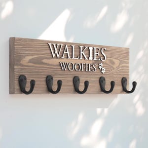 Personalized Dog Lead Hook Sign, Walkies Decor, Handmade Wooden Organizer