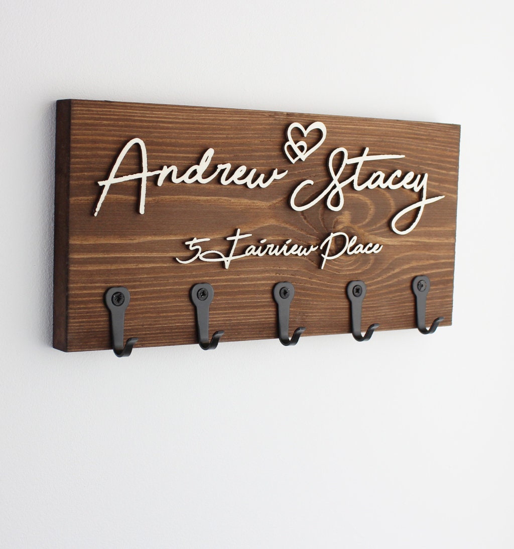 Key Holder With Hooks Keys or Fully Personalisable New Home