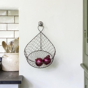 Metal Wire Wall Basket: Tear Drop Shape, Kitchen Storage