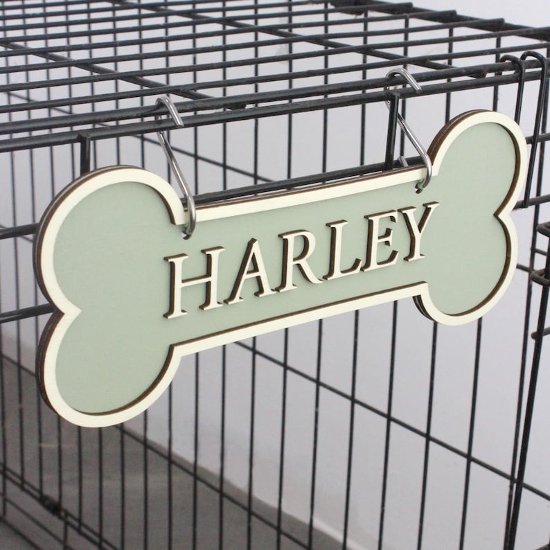Personalised Dog Crate Sign: Raised Plywood, Custom Pet Name Plaque - Etsy