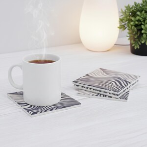 Zebra Pattern Ceramic Coaster Set: Funky Home Decor, Set of 4