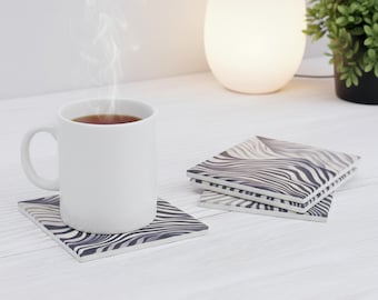 Set di sottobicchieri in ceramica con motivo zebrato: arredamento funky per la casa, set da 4