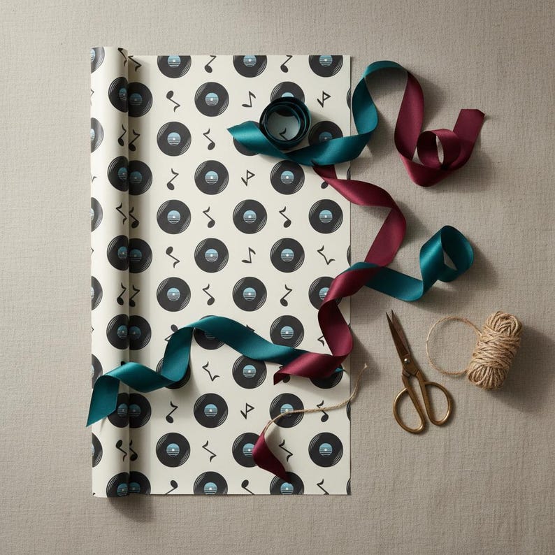 Vinyl Record Gift Wrapping Paper: Music Lover's Retro Design - Etsy UK