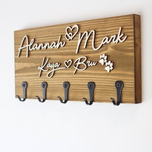 "Couple & Pets Layout – Light Oak Finish"
Include your pets by name with paw prints