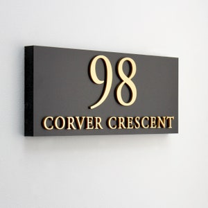 Gold Lettering, House Name Sign in Matt Black, House number or Name, Housewarming Gift, New Couple image 3