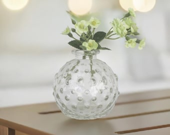 Round Glass Vase with Raised Dot Detail, Shelf Styling, Gift for Her, New Home Gift