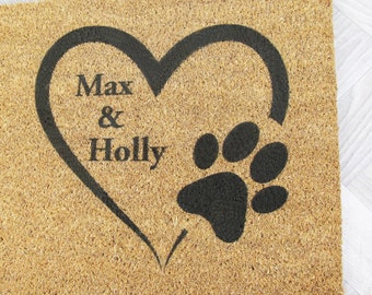 Personalised Pet Door Mat, Coir Door  muddy Paws