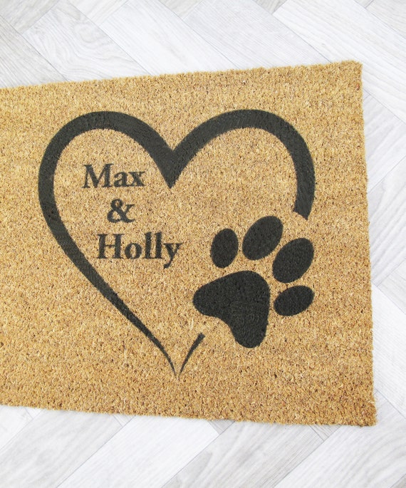 Personalised Pet Door Mat, Coir Door Muddy Paws 