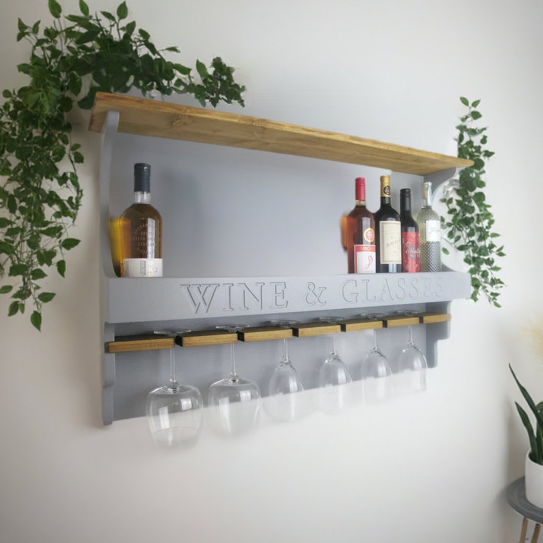 Personalised Wall Mounted Wine Rack, Kitchen & Home Bar Decor - Etsy