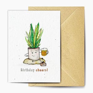 Cartão de aniversário para ele, cartões de sementes, com mensagem escrita à mão ao enviar diretamente ao destinatário