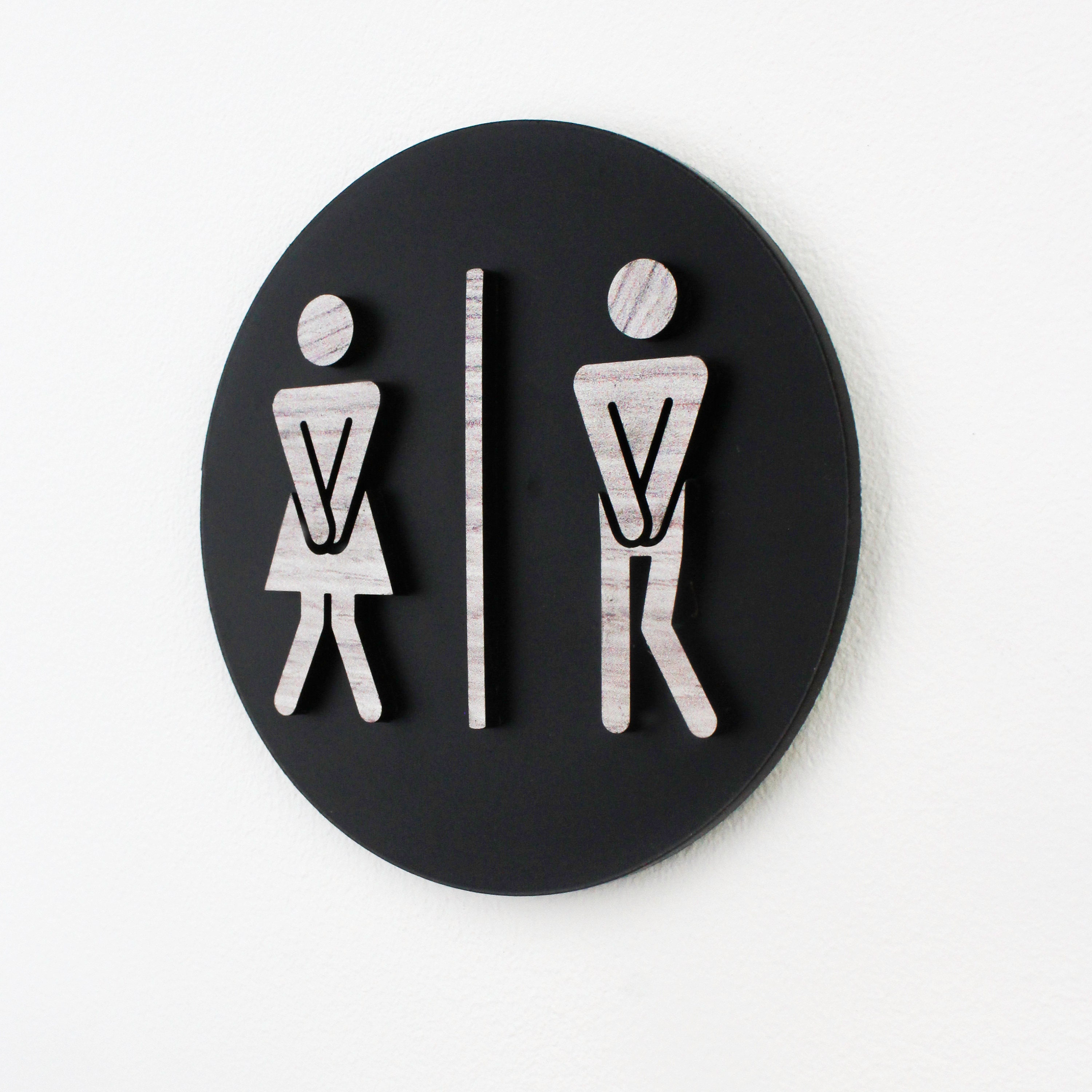 Panneau De Porte De Toilette Noir Et Doré - Plaque De Toilette 3D En Acrylique - Autocollant Mural Pour Porte De Salle De Bain - Support De Wc - Panneau De Signalisation