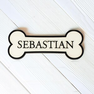 Personalised Dog Bone Name Sign – Raised Black Wooden Letters – Pet ...