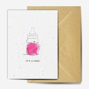 Nouvelles cartes de voeux de bébé, cartes de graines, avec, message manuscrit envoyé directement au destinataire, pour les bébés garçons ou les bébés filles