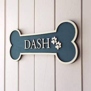 Personalised Dog Sign – Coloured Background with Raised Plywood Border, Pet Name Wall Sign for Dog Lovers or Gift