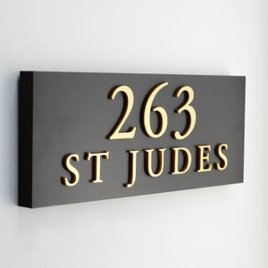 Gold  Lettering, House Name Sign in Matt Black, House number or Name, Housewarming Gift, New Couple