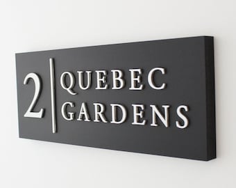 House Number and Name Sign with Dividing Line, in Matt Black with Silver Lettering, House Number or Name, New Home Gift.