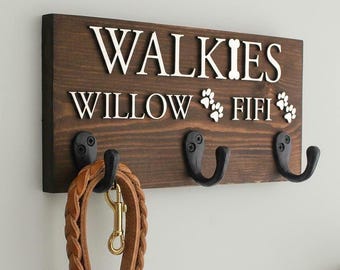 Personalisierte Hundeleine aus Holz, Hundeleine an der Holzkante, Haustier Geschenk