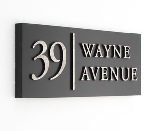 Wood Effect Lettering, House Number and Name Sign in Matt Black with Separation Line House number or Name, Housewarming Gift, New Couple